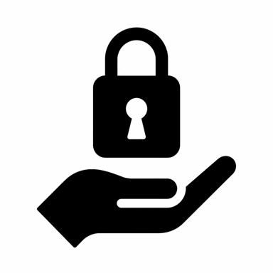 Lock4Good app icon: a padlock resting on an open hand